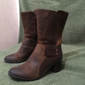 Brown leather boots